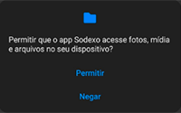 Permissão de fotos e arquivos para configuração do pagamento por aproximação no app sodexo